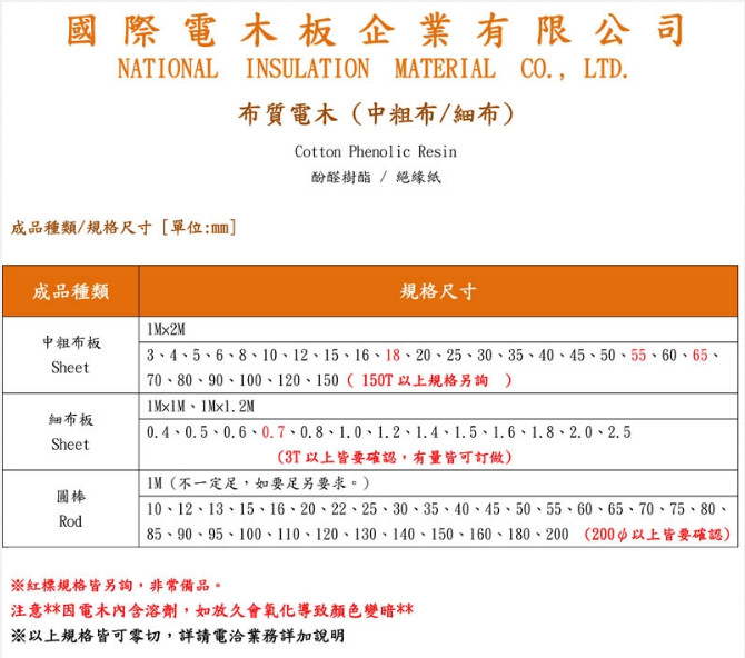 细布电木规格 细布电木规格