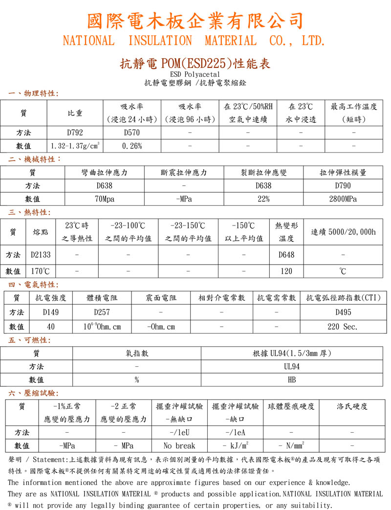 抗静电POM棒性能